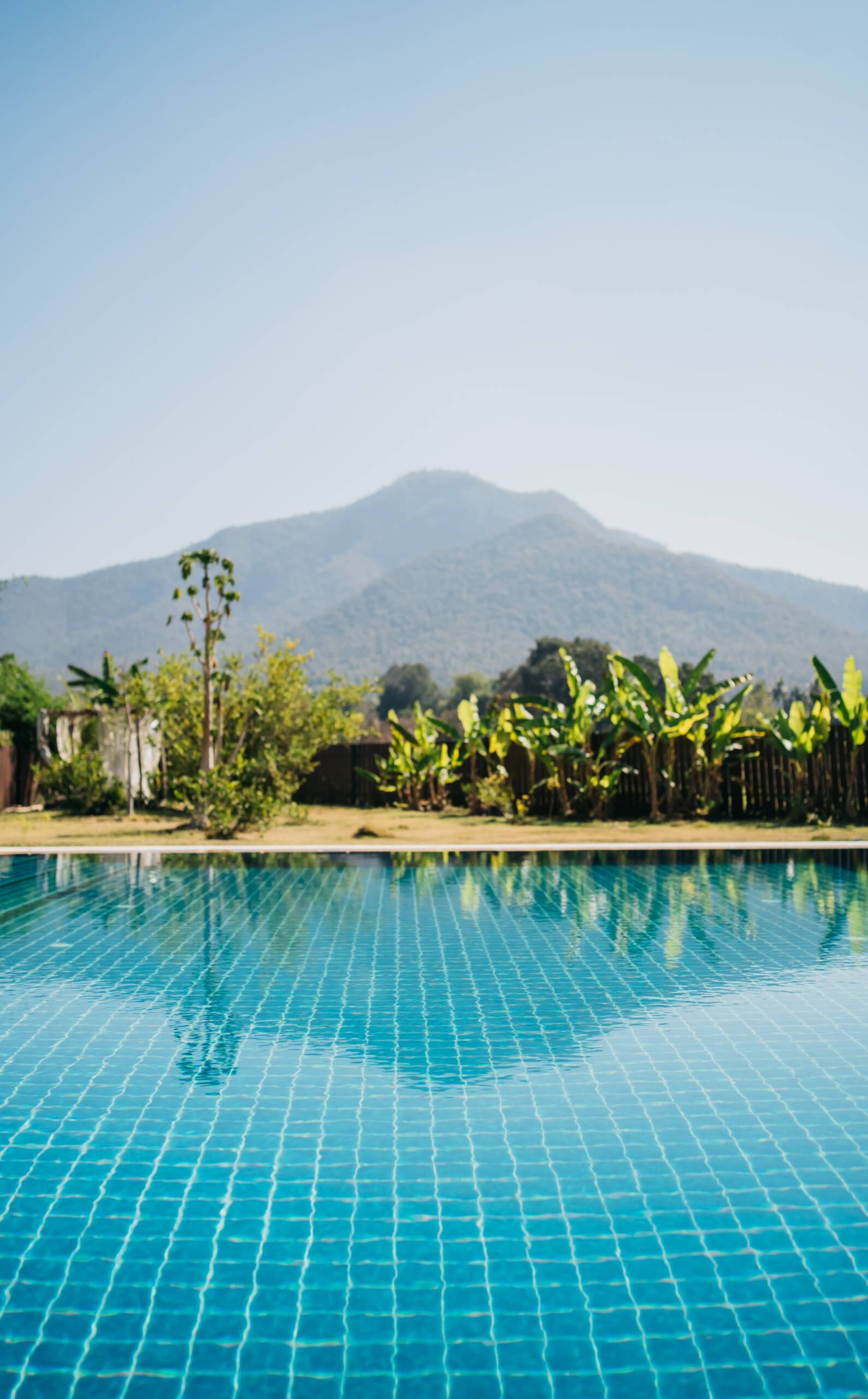 Swimming pool with mountain view